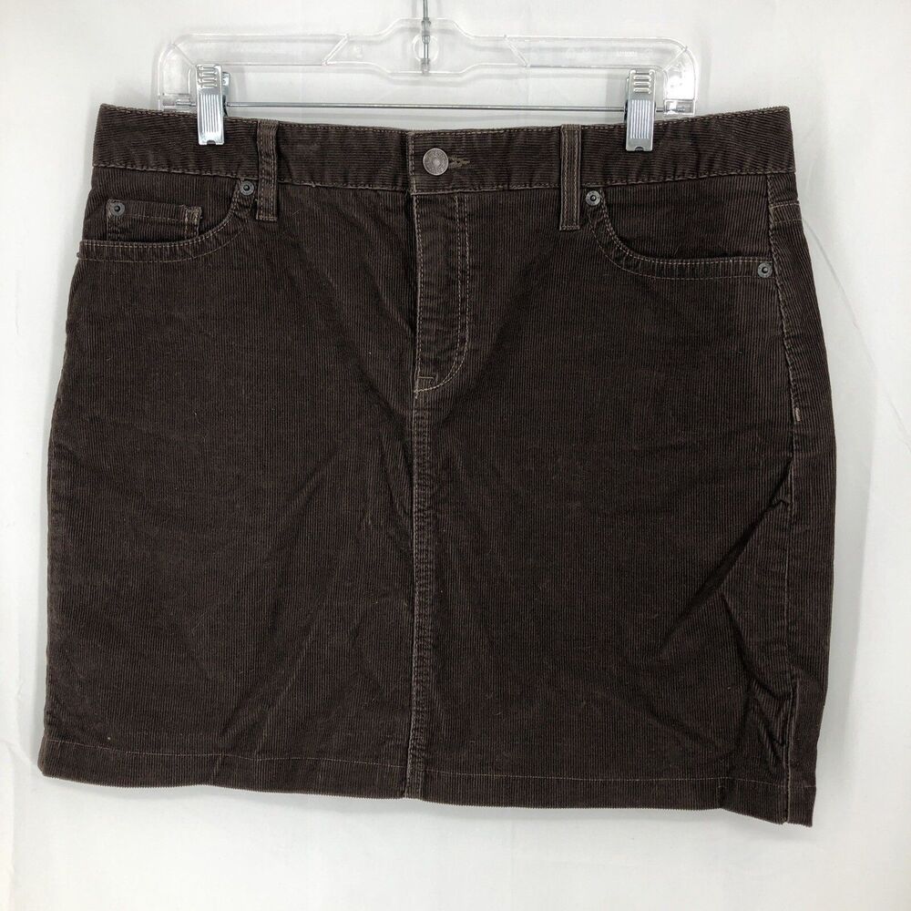LL Bean Brown Corduroy Straight Pencil Skirt 0JQV3 12 Petite (36x17)